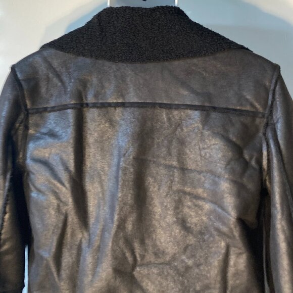 Vigoss SZ S NWT Black vegan suede leather sherpa open front moto jacket - Picture 10 of 13